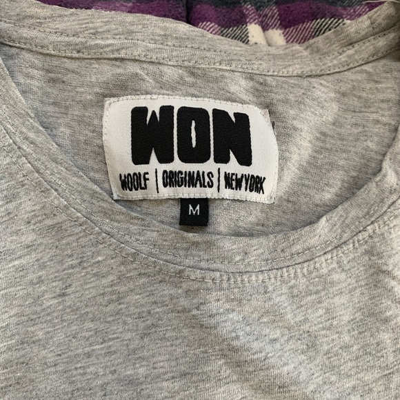 🦋 Woolf originals gray t-shirt with pattern pocket - Picture 3 of 4